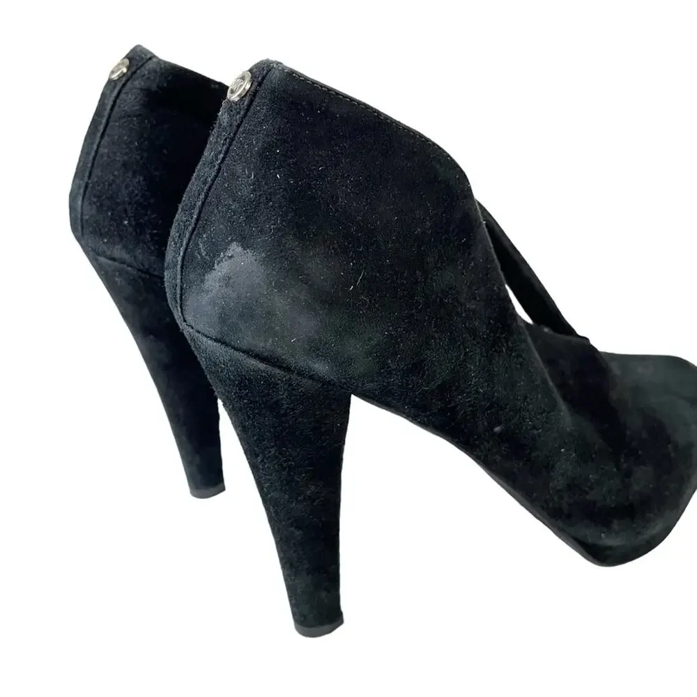 MICHAEL KORS Genuine Leather High Heels Suede Solid Black Pumps Shoes sz 10